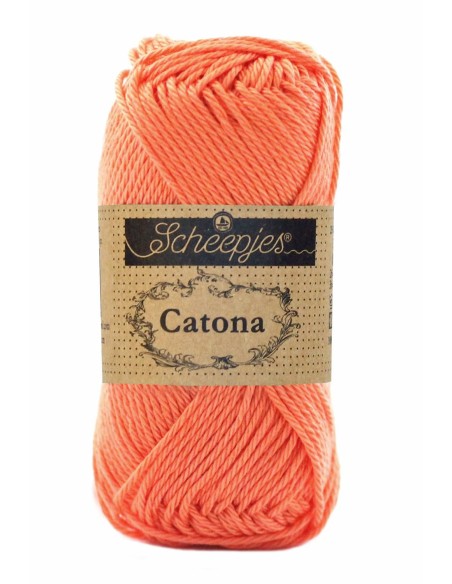 Scheepjes Catona Nr. 410 Rich Coral - medvilniniai nėrimo-mezgimo siūlai