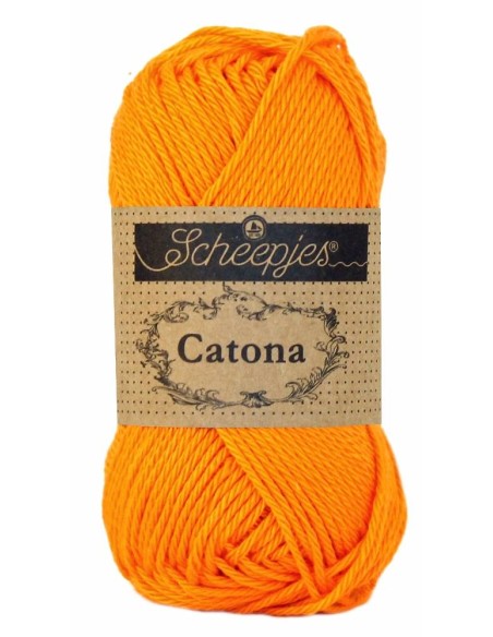 Scheepjes Catona Nr. 281 Tangerine - medvilniniai nėrimo-mezgimo siūlai