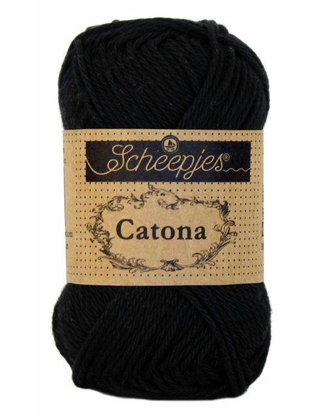 Scheepjes Catona Nr. 110 Jet Black - medvilniniai nėrimo-mezgimo siūlai