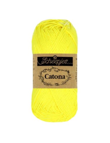 Scheepjes Catona Nr. 601 Neon Yellow - medvilniniai nėrimo-mezgimo siūlai