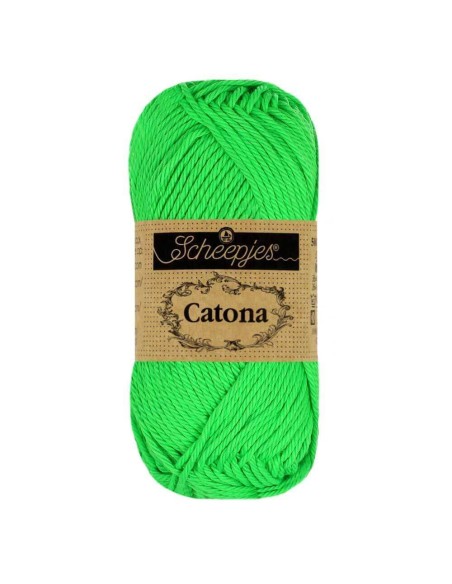 Scheepjes Catona Nr. 602 Neon Green - medvilniniai nėrimo-mezgimo siūlai