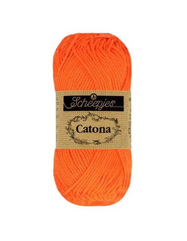 Scheepjes Catona Nr. 603 Neon Orange - medvilniniai nėrimo-mezgimo siūlai