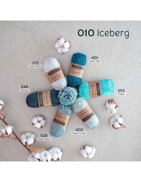 Scheepjes Catona Chroma Nr. 010 Iceberg - nėrimo, mezgimo siūlai