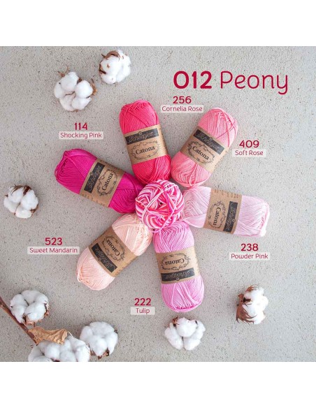 Scheepjes Catona Chroma Nr. 012 Peony - nėrimo, mezgimo siūlai