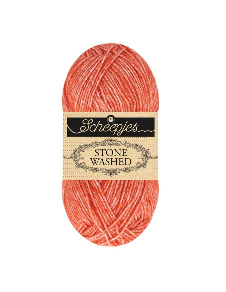 Scheepjes Stone Washed Nr. 843 Realgar Red - nėrimo, mezgimo siūlai
