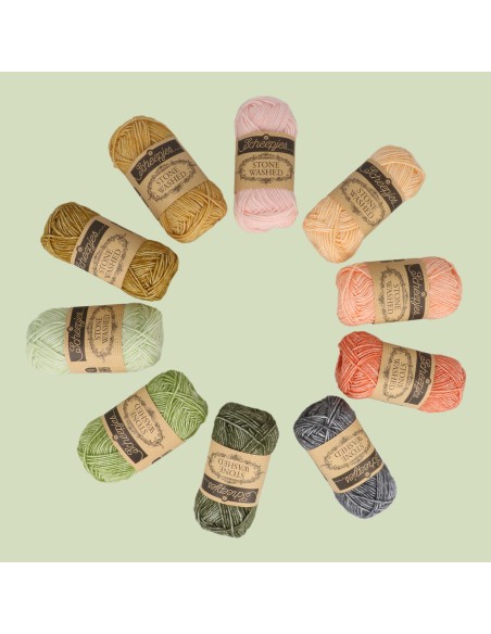 Scheepjes Stone Washed mini kamuoliukų rinkinys 10x25g INTENTIONS- nėrimo - mezgimo siūlai