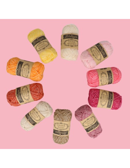 Scheepjes Stone Washed mini kamuoliukų rinkinys 10x25g MANIFEST- nėrimo - mezgimo siūlai
