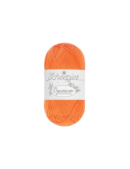 Sheepjes Organicon Nr. 224 Deep Tangerine - ekologiški medvilniniai nėrimo - mezgimo siūlai (vegan friendly)