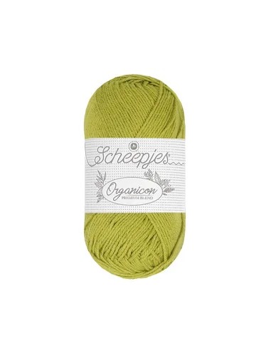 Scheepjes Organicon Nr. 228 Olive - ekologiški medvilniniai nėrimo - mezgimo siūlai (vegan friendly)