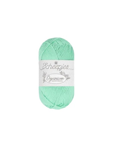 Sheepjes Organicon Nr. 229 Spearmint - ekologiški medvilniniai nėrimo - mezgimo siūlai (vegan friendly)