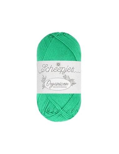 Sheepjes Organicon Nr. 231 Jade - ekologiški medvilniniai nėrimo - mezgimo siūlai (vegan friendly)