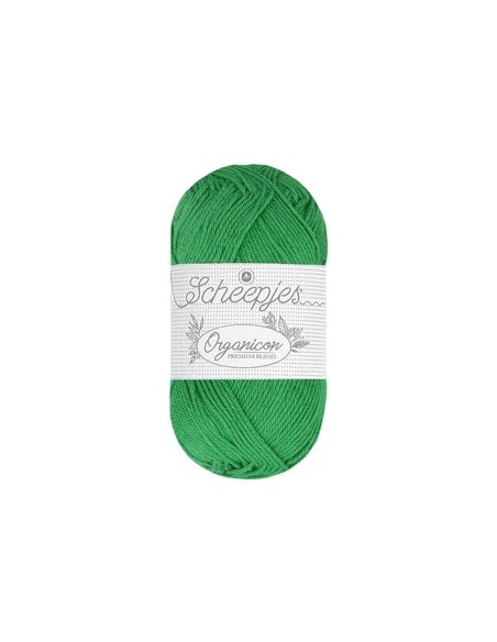 Sheepjes Organicon Nr. 232 Curled Fern - ekologiški medvilniniai nėrimo - mezgimo siūlai (vegan friendly)