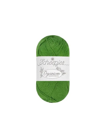 Sheepjes Organicon Nr. 234 Cosy Moss - ekologiški medvilniniai nėrimo - mezgimo siūlai (vegan friendly)