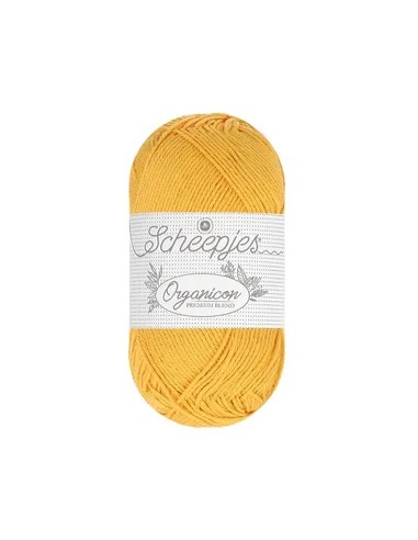 Sheepjes Organicon Nr. 237 Golden Sun - ekologiški medvilniniai nėrimo - mezgimo siūlai (vegan friendly)