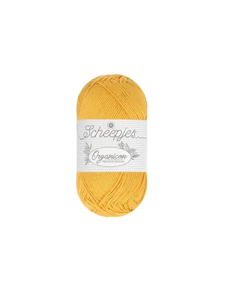 Sheepjes Organicon Nr. 237 Golden Sun - ekologiški medvilniniai nėrimo - mezgimo siūlai (vegan friendly)