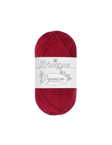 Scheepjes Organicon Nr. 243 Cherry Jam - ekologiški medvilniniai nėrimo - mezgimo siūlai (vegan friendly)