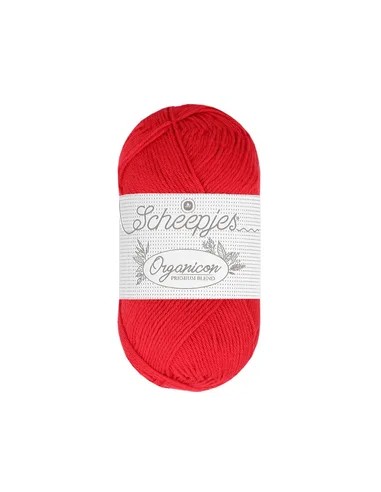 Scheepjes Organicon Nr. 244 Red Rose - ekologiški medvilniniai nėrimo - mezgimo siūlai (vegan friendly)