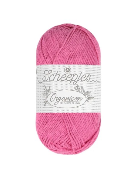 Sheepjes Organicon Nr. 248 Pink Elephant - ekologiški medvilniniai nėrimo - mezgimo siūlai (vegan friendly)