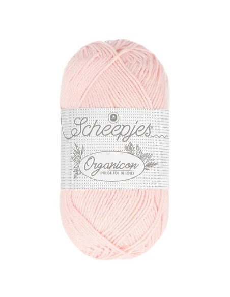 Sheepjes Organicon Nr. 250 Powder Pink - ekologiški medvilniniai nėrimo - mezgimo siūlai (vegan friendly)