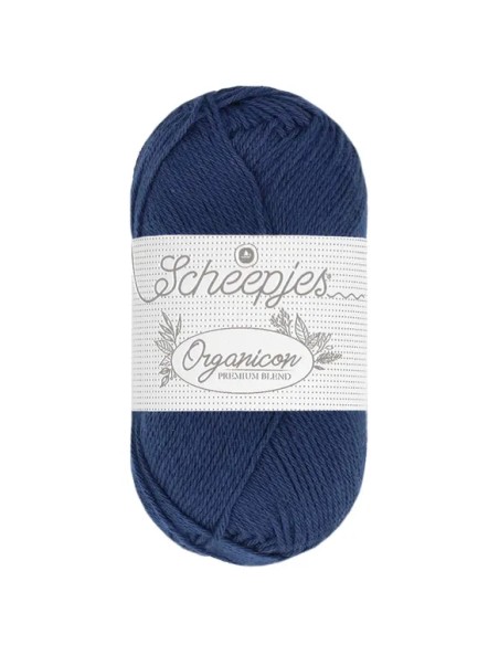 Sheepjes Organicon Nr. 251 Aegean Blue - ekologiški medvilniniai nėrimo - mezgimo siūlai (vegan friendly)
