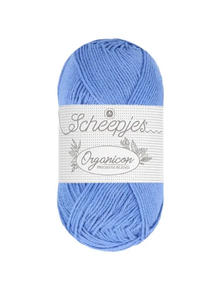 Scheepjes Organicon Nr. 253 Cornflower - ekologiški medvilniniai nėrimo - mezgimo siūlai (vegan friendly)