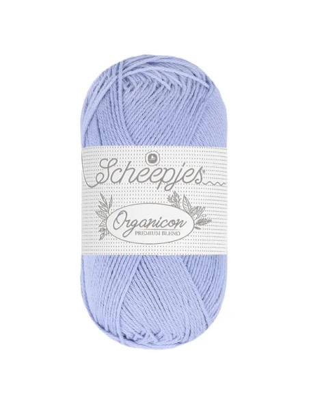 Sheepjes Organicon Nr. 255 Bluebell - ekologiški medvilniniai nėrimo - mezgimo siūlai (vegan friendly)