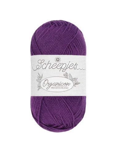 Scheepjes Organicon Nr. 257 Perfect Plum - ekologiški medvilniniai nėrimo - mezgimo siūlai (vegan friendly)