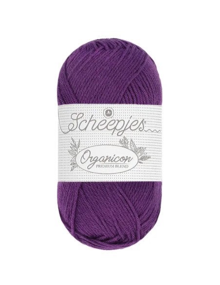 Sheepjes Organicon Nr. 257 Perfect Plum - ekologiški medvilniniai nėrimo - mezgimo siūlai (vegan friendly)