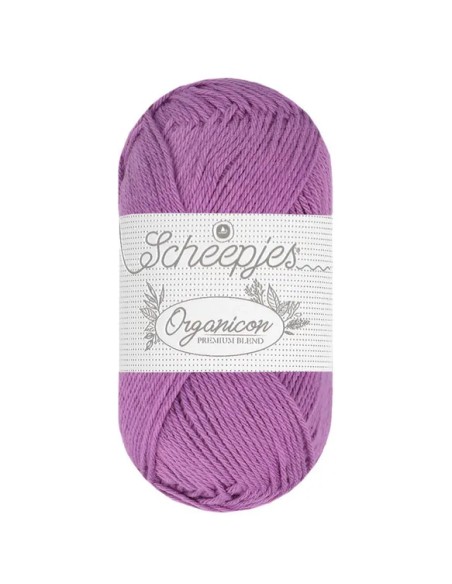 Sheepjes Organicon Nr. 259 Lucky Heather - ekologiški medvilniniai nėrimo - mezgimo siūlai (vegan friendly)