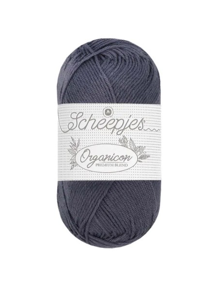 Sheepjes Organicon Nr. 261 Night Shadow - ekologiški medvilniniai nėrimo - mezgimo siūlai (vegan friendly)