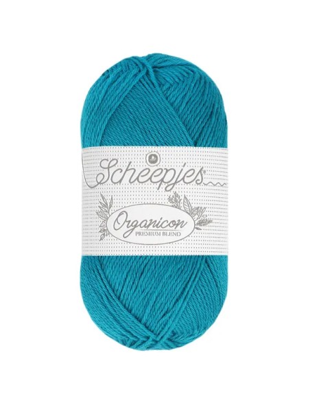 Sheepjes Organicon Nr. 263 Deep Azure - ekologiški medvilniniai nėrimo - mezgimo siūlai (vegan friendly)
