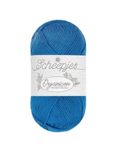 Scheepjes Organicon Nr. 266 Sapphire - ekologiški medvilniniai nėrimo - mezgimo siūlai (vegan friendly)