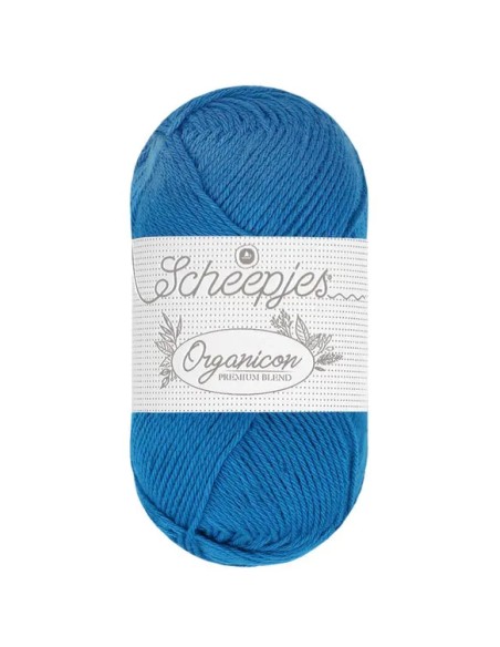 Sheepjes Organicon Nr. 266 Sapphire - ekologiški medvilniniai nėrimo - mezgimo siūlai (vegan friendly)