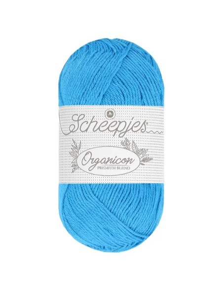 Scheepjes Organicon Nr. 267 Ticklish Turquoise - ekologiški medvilniniai nėrimo - mezgimo siūlai (vegan friendly)