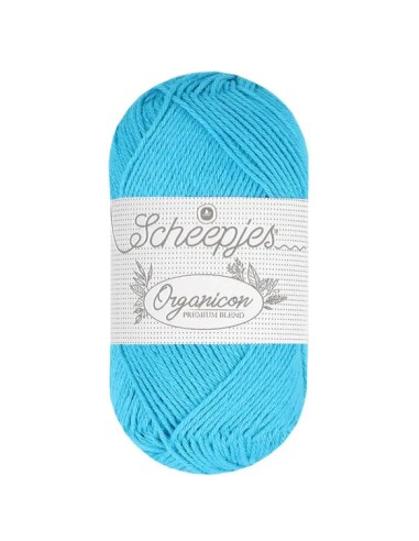 Scheepjes Organicon Nr. 268 Sleepy Cyan - ekologiški medvilniniai nėrimo - mezgimo siūlai (vegan friendly)