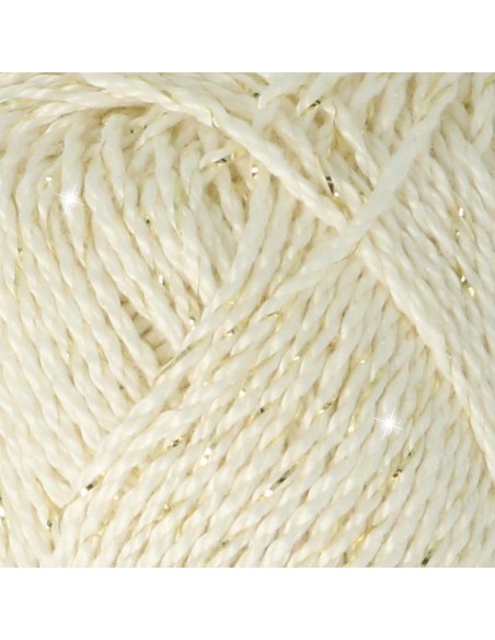 Scheepjes Catona Shine Nr. 105-G Bridal White (Gold) -  Glittter Mercerised Cotton Crochet, Knitting yarn