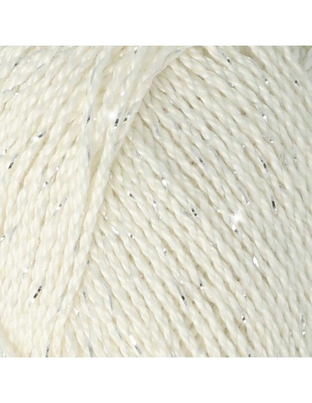 Scheepjes Catona Shine Nr. 105-S Bridal White (Silver) -  blizgūs medvilnės nėrimo, mezgimo siūlai