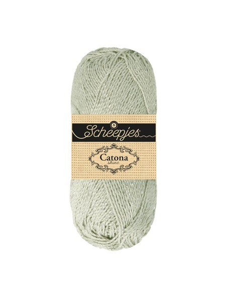 Scheepjes Catona Shine Nr. 172-S Light Silver (Silver) -  blizgūs medvilnės nėrimo, mezgimo siūlai