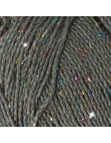 Scheepjes Catona Shine Nr. 242-R Metal Grey (Rainbow) -  blizgūs medvilnės nėrimo, mezgimo siūlai