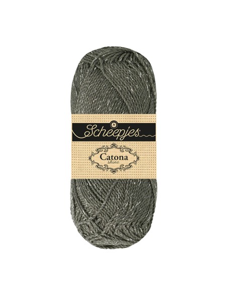 Scheepjes Catona Shine Nr. 242-S Metal Grey (Silver) -  blizgūs medvilnės nėrimo, mezgimo siūlai