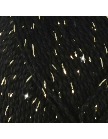 Scheepjes Catona Shine Nr. 110-G Jet Black (Gold) -  Glittter Mercerised Cotton Crochet, Knitting yarn