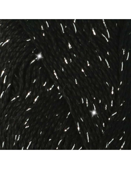 Scheepjes Catona Shine Nr. 110-S Jet Black (Silver) -  Glittter Mercerised Cotton Crochet, Knitting yarn