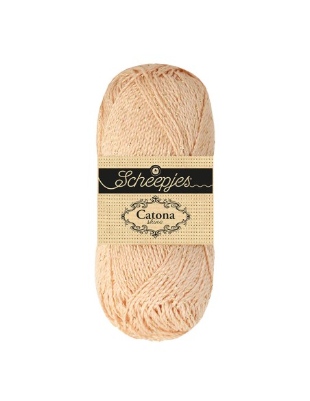 Scheepjes Catona Shine Nr. 255-G Shell (Gold) -  Glittter Mercerised Cotton Crochet, Knitting yarn