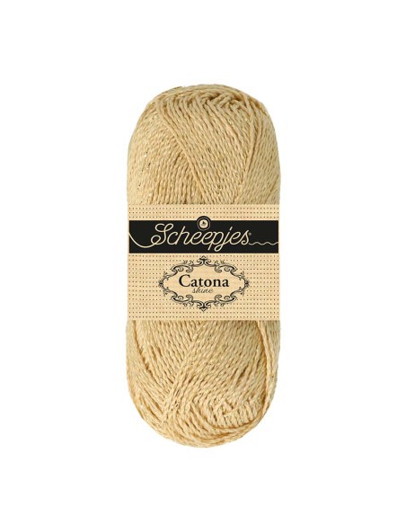 Scheepjes Catona Shine Nr. 404-G English Tea (Gold) -  Glittter Mercerised Cotton Crochet, Knitting yarn