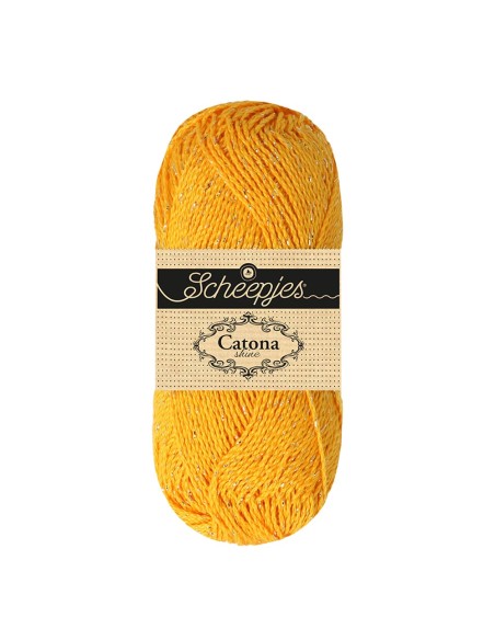Scheepjes Catona Shine Nr. 208-G Yellow Gold (Gold) -  Glittter Mercerised Cotton Crochet, Knitting yarn