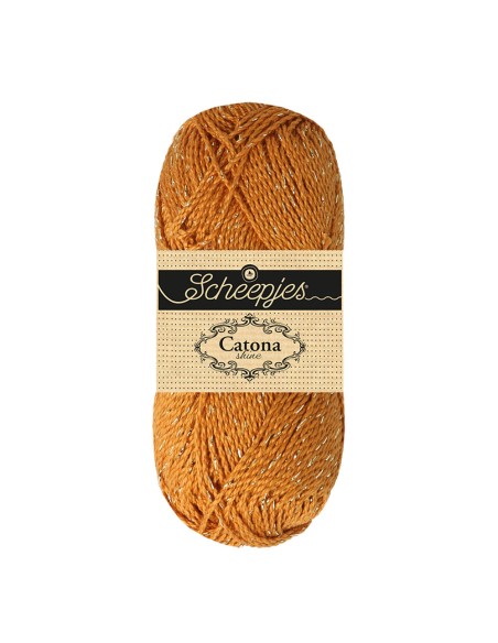 Scheepjes Catona Shine Nr. 383-G Ginger Gold (Gold) -  Glittter Mercerised Cotton Crochet, Knitting yarn