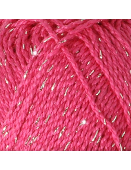 Scheepjes Catona Shine Nr. 114-S Shocking Pink (Silver) -  Glittter Mercerised Cotton Crochet, Knitting yarn