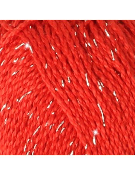 Scheepjes Catona Shine Nr. 115-S Hot Red (Silver) -  Glittter Mercerised Cotton Crochet, Knitting yarn