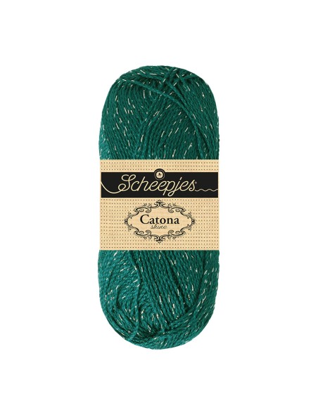 Scheepjes Catona Shine Nr. 401-S Dark Teal (Silver) -  Glittter Mercerised Cotton Crochet, Knitting yarn