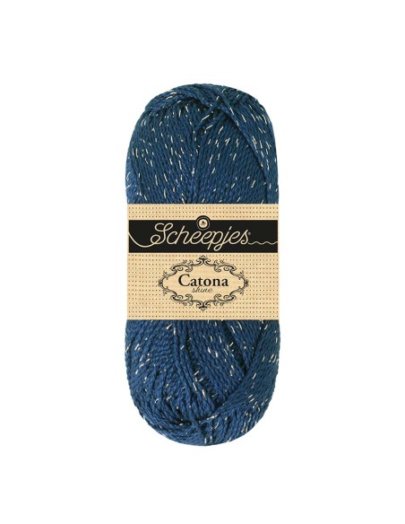 Scheepjes Catona Shine Nr. 527-S Midnight (Silver) -  Glittter Mercerised Cotton Crochet, Knitting yarn